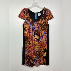 Anthropologie Maeve Floral Silk Panel Tunic Shift  Dress Lined Sz XS